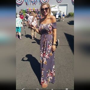 band of gypsies off shoulder jumpsuit floral